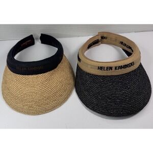 Lot Of 2 HELEN KAMINSKI BIANCA RAFFIA VISORS Summer Beach Pool Classic